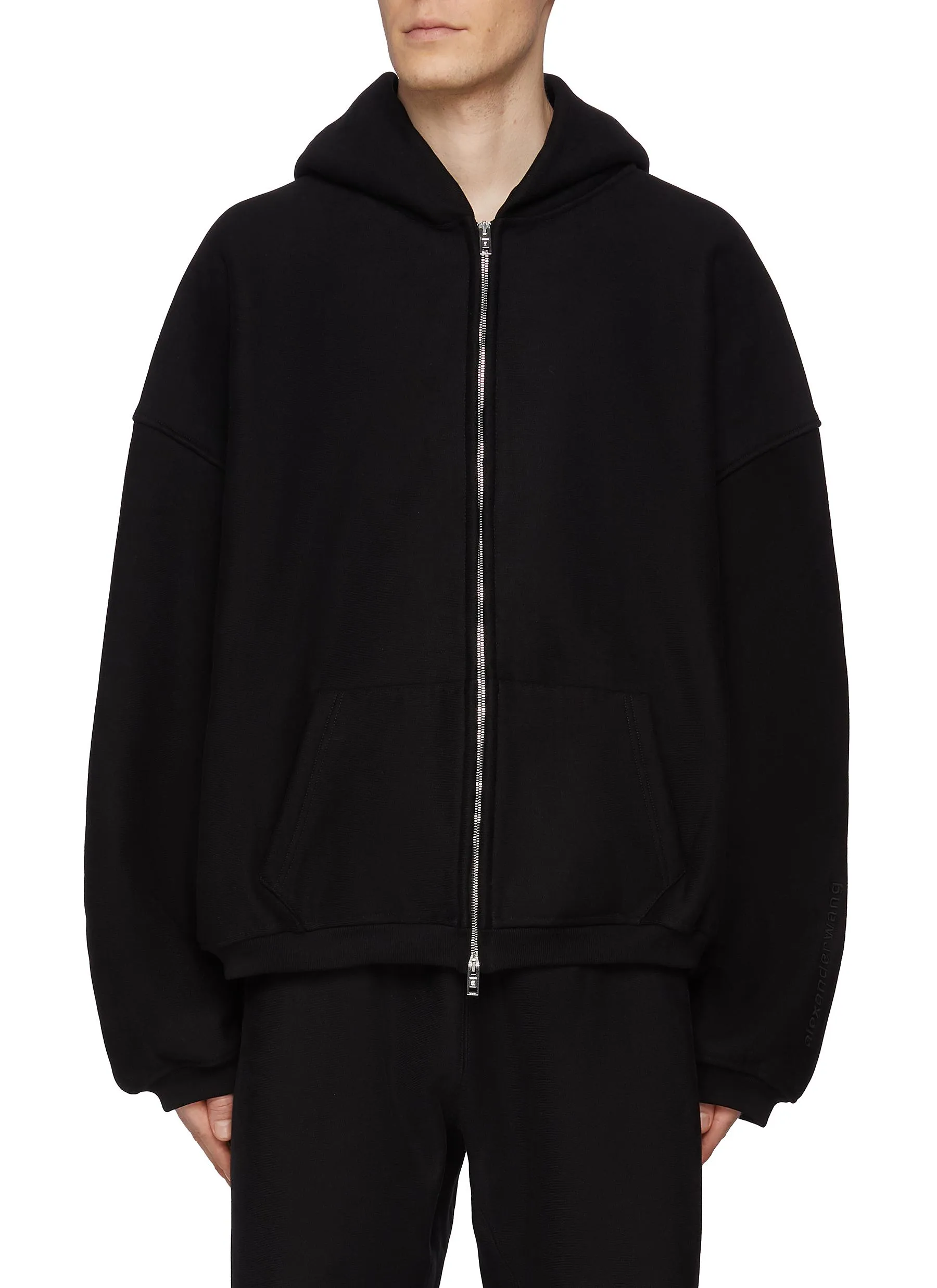 -----------ALEXANDERWANG  ---- ------------ ----Oversized Embossed Logo Heavy Cotton Terry Hoodie --