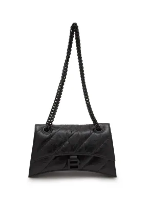 -----------BALENCIAGA ---- ------------BLACK ----Small Crush Chain Leather Shoulder Bag --