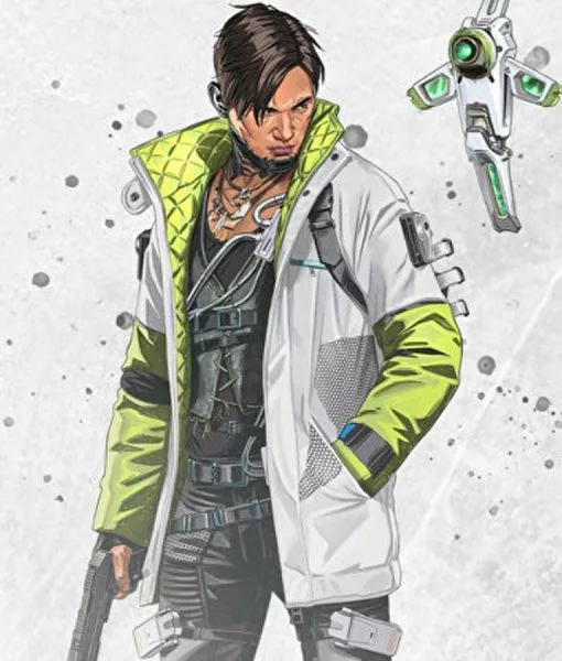 Apex Legends Season 03 Crypto Green and White Leather Jacket