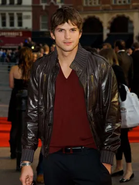 Ashton Kutcher Your Place or Mine Brown Leather Jacket