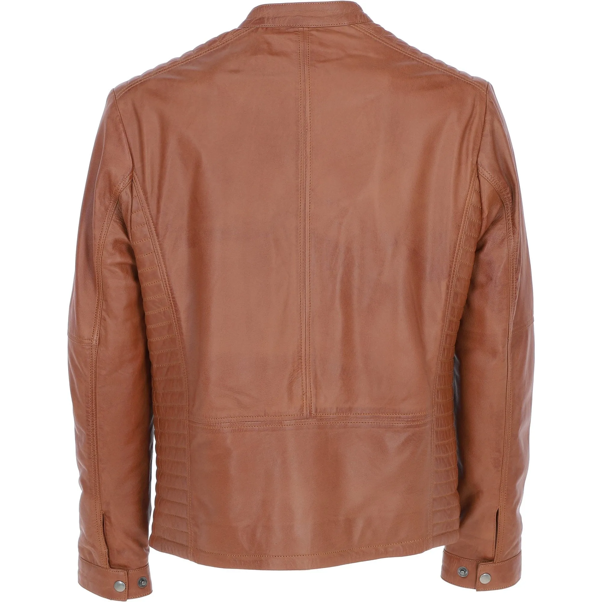 Ashwood Leather Mandarin Collar Men's Biker Jacket Tan: e-16110