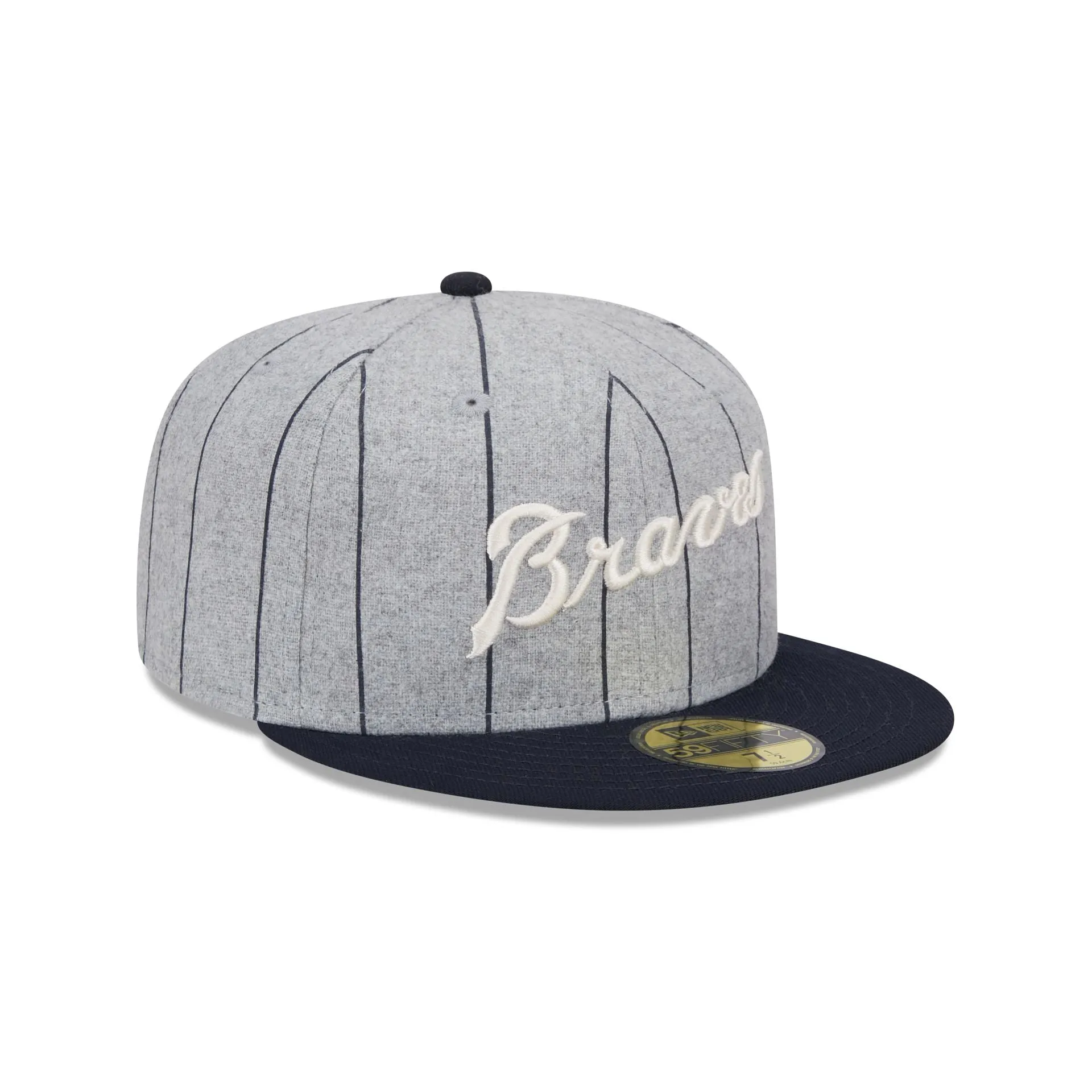 Atlanta Braves Heather Pinstripe 59FIFTY Fitted Hat