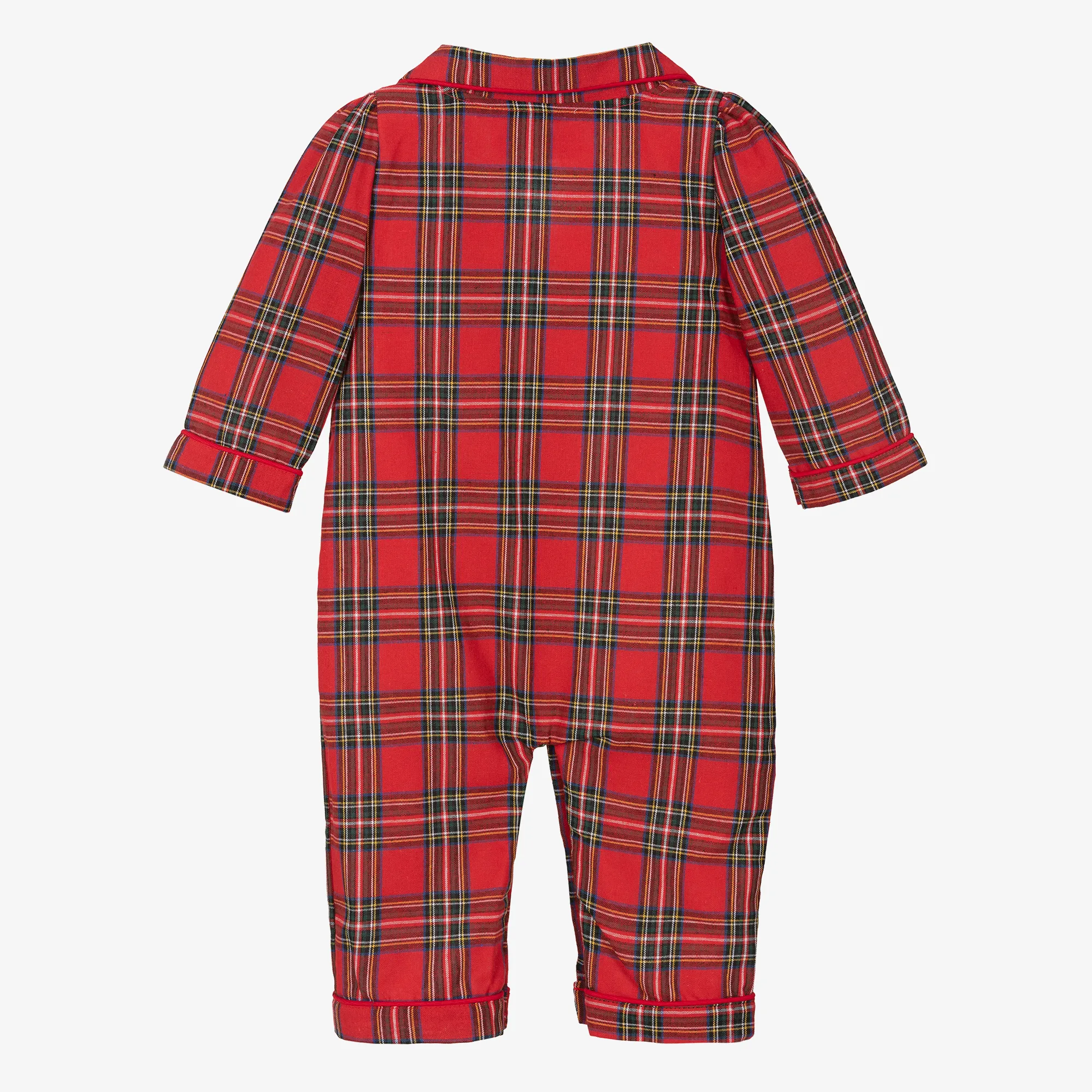 Baby Boys Red Cotton Tartan Romper