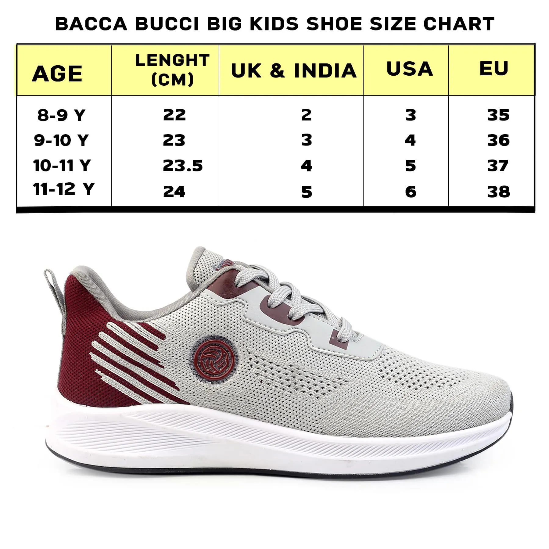 Bacca Bucci Boys or Girls Essential Knit Running Sports Shoe (Age: 8 year to 12 years)