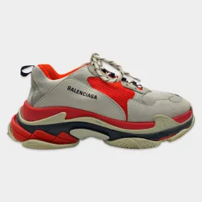 Balenciaga men's Triple S red and grey sneakers