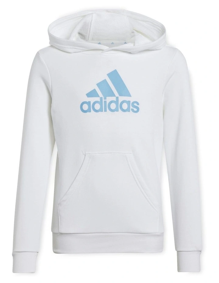 Big Logo Essentials Cotton Hoodie in White/Semi Blue Burs