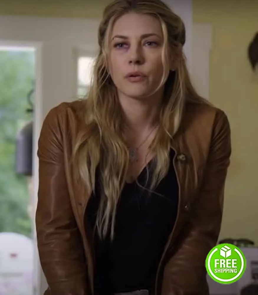 BIG SKY KATHERYN WINNICK (JENNY HOYT) BROWN LEATHER JACKET