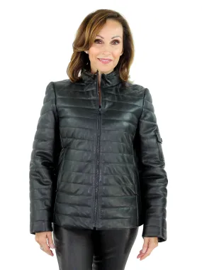 Black Lash Leather Zipper Jacket - Women's Medium | Day Furs