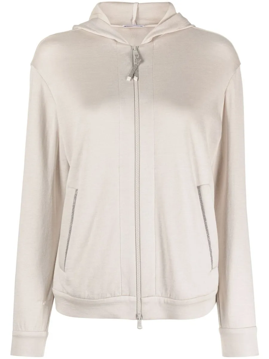 Brunello Cucinelli    Brunello Cucinelli Cotton And Silk Blend Zip Up Hoodie