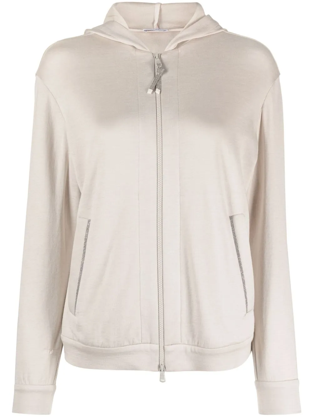 Brunello Cucinelli    Brunello Cucinelli Cotton And Silk Blend Zip Up Hoodie