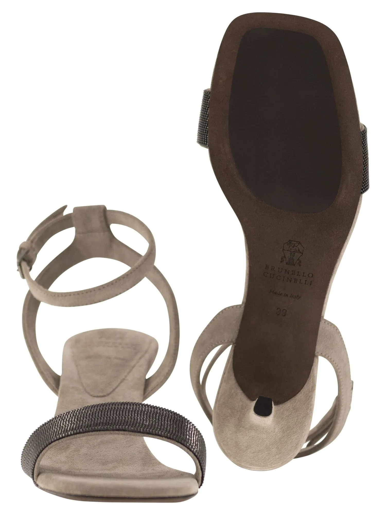 Brunello Cucinelli    Brunello Cucinelli Suede Sandals With Precious Insert