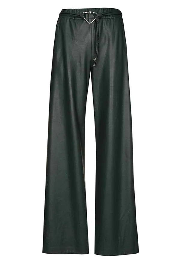 Caroline Biss GREEN LOOSE-FITTING STRAIGHT ECO-LEATHER TROUSERS