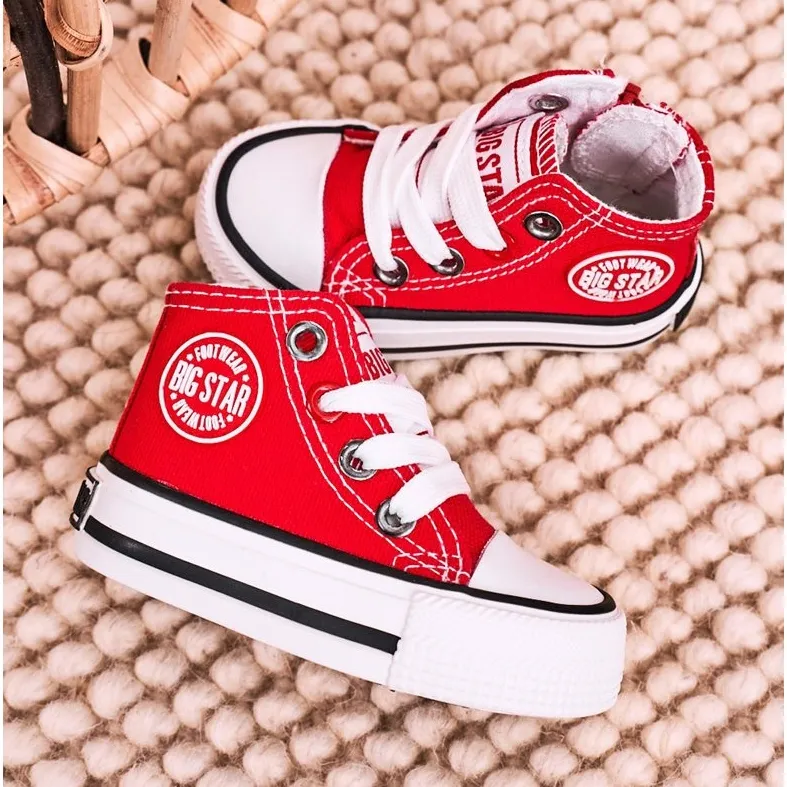 Children's High Sneakers With a zipper Big Star HH374190 Red