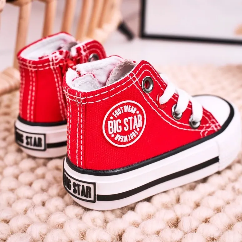 Children's High Sneakers With a zipper Big Star HH374190 Red