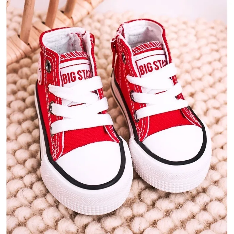 Children's High Sneakers With a zipper Big Star HH374190 Red