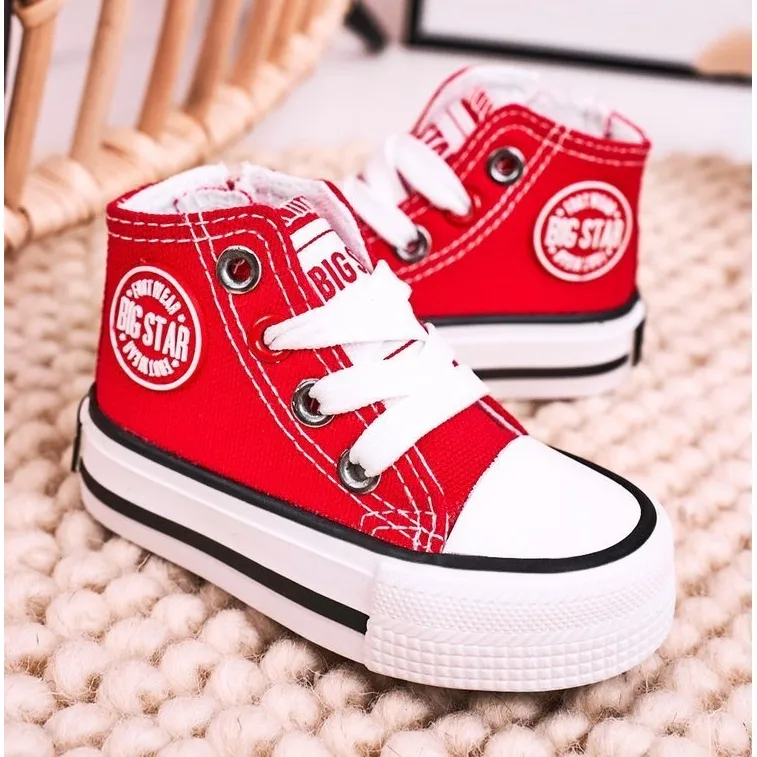 Children's High Sneakers With a zipper Big Star HH374190 Red