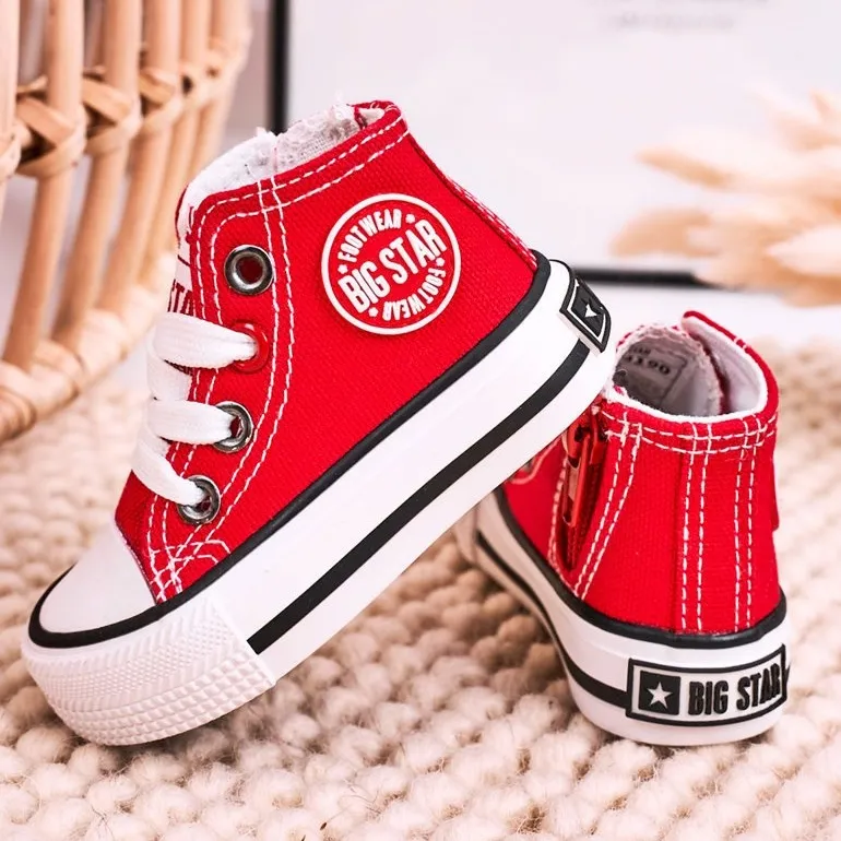 Children's High Sneakers With a zipper Big Star HH374190 Red