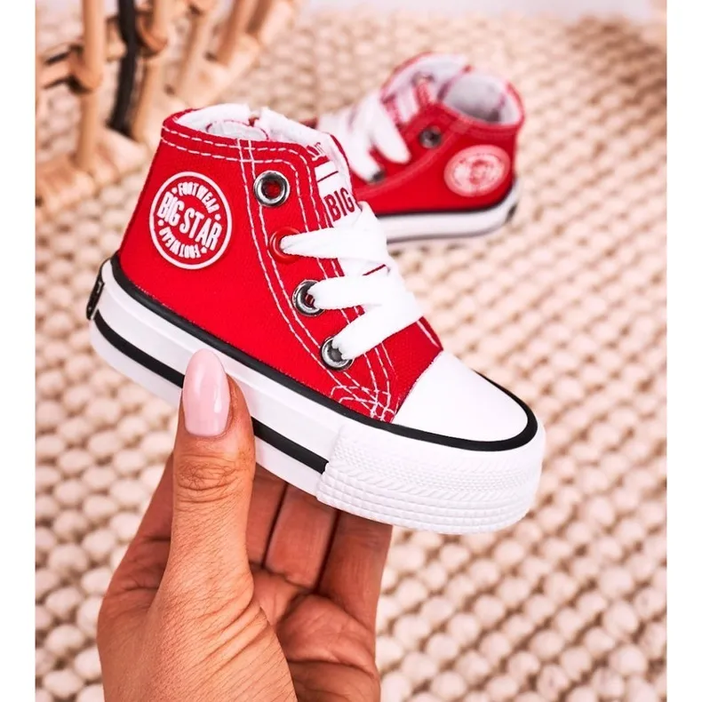 Children's High Sneakers With a zipper Big Star HH374190 Red