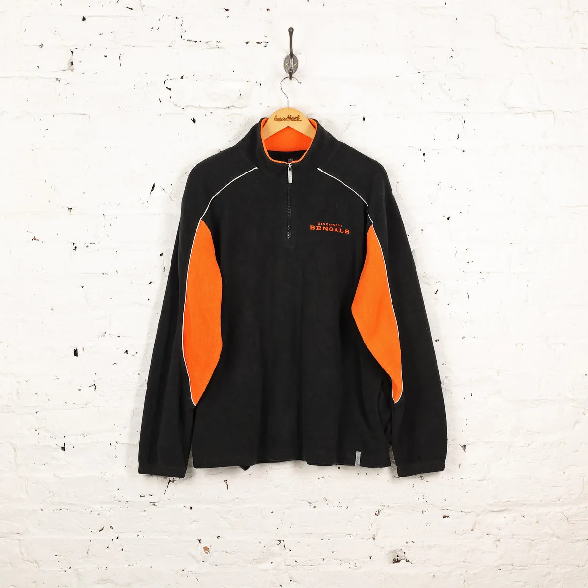 Cincinnati Bengals Reebok 1/4 Zip NFL Fleece - Black - M