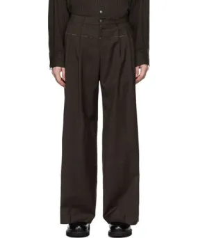 COOR Brown Raw Cut 3 Pleat Trousers