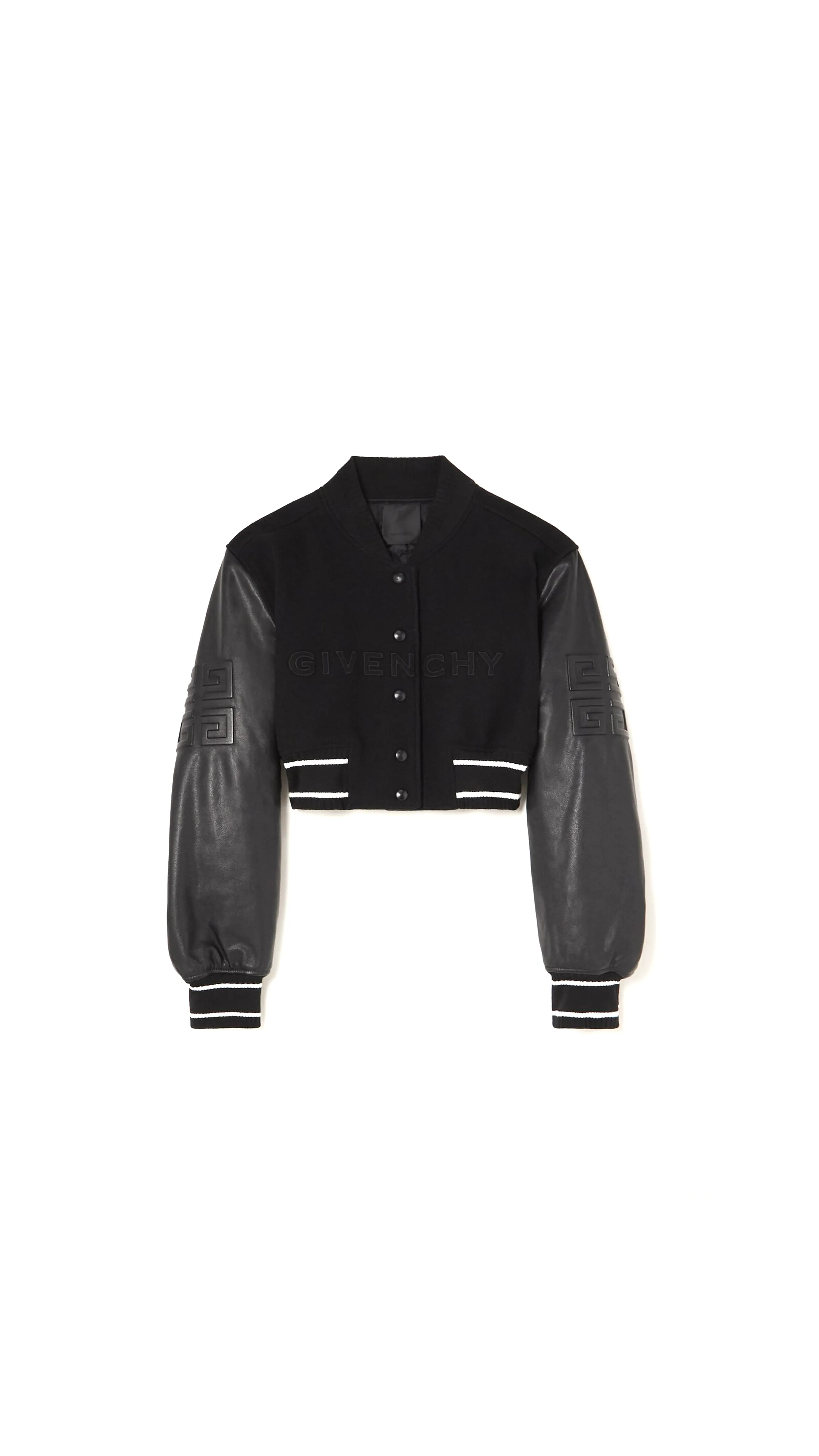 Cropped Varsity Jacket In Wool And Leather