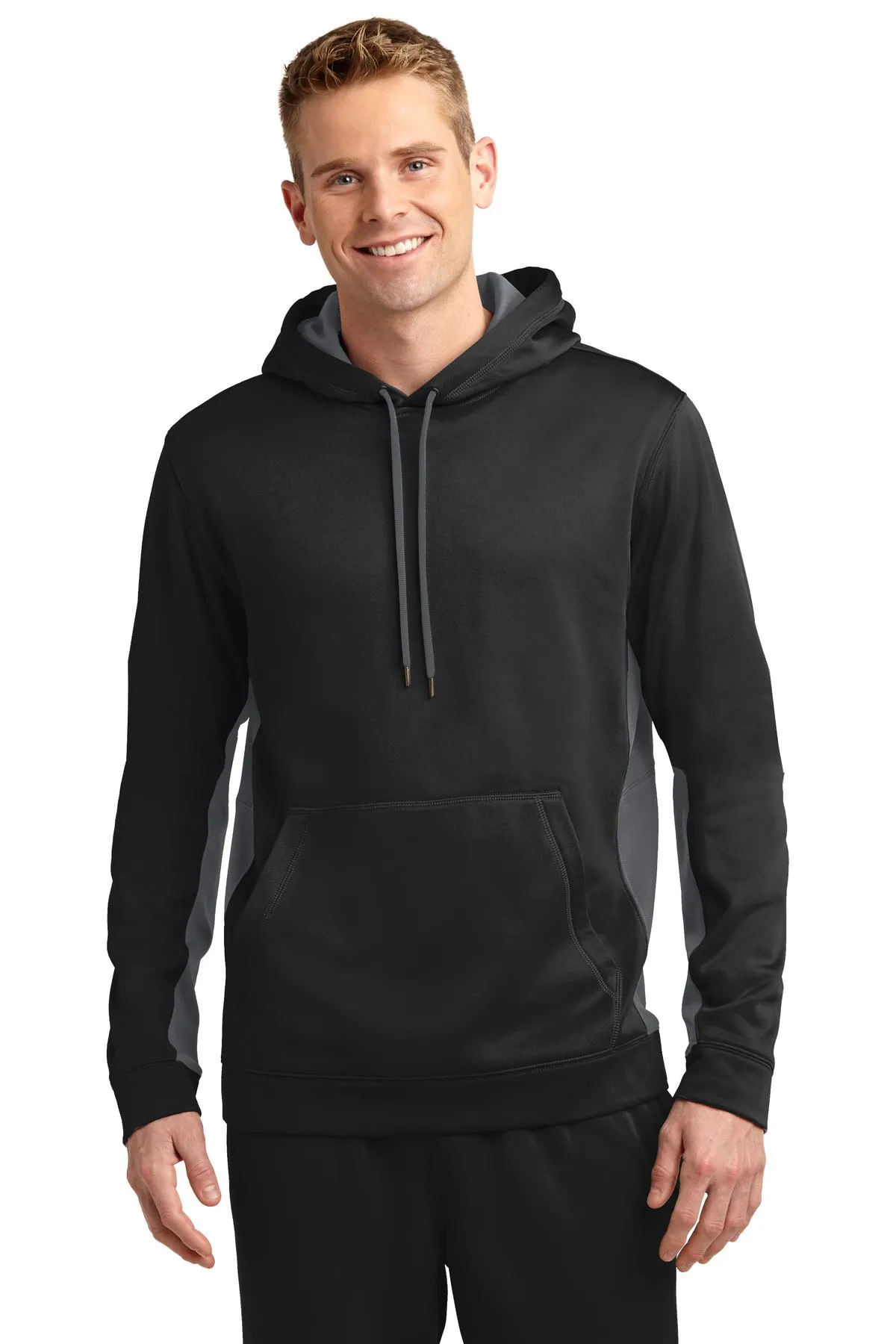 Custom Embroidered - Sport-Tek Sport-Wick Fleece Colorblock Hooded Pullover. ST235