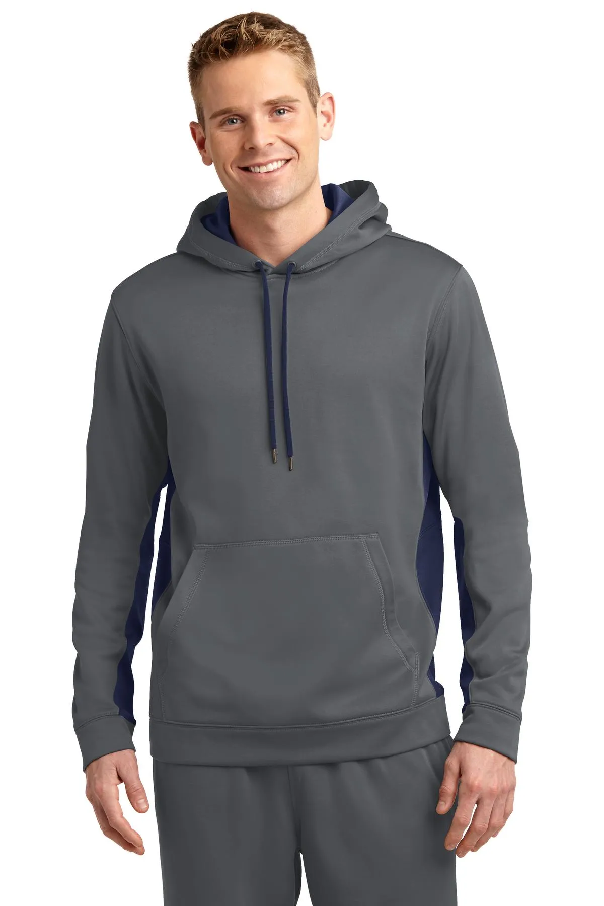 Custom Embroidered - Sport-Tek Sport-Wick Fleece Colorblock Hooded Pullover. ST235