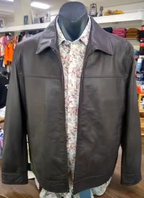 Daniel Hechter Dark Brown Sparta Collared Leather Jacket