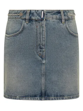 Denim Skirt with Chain