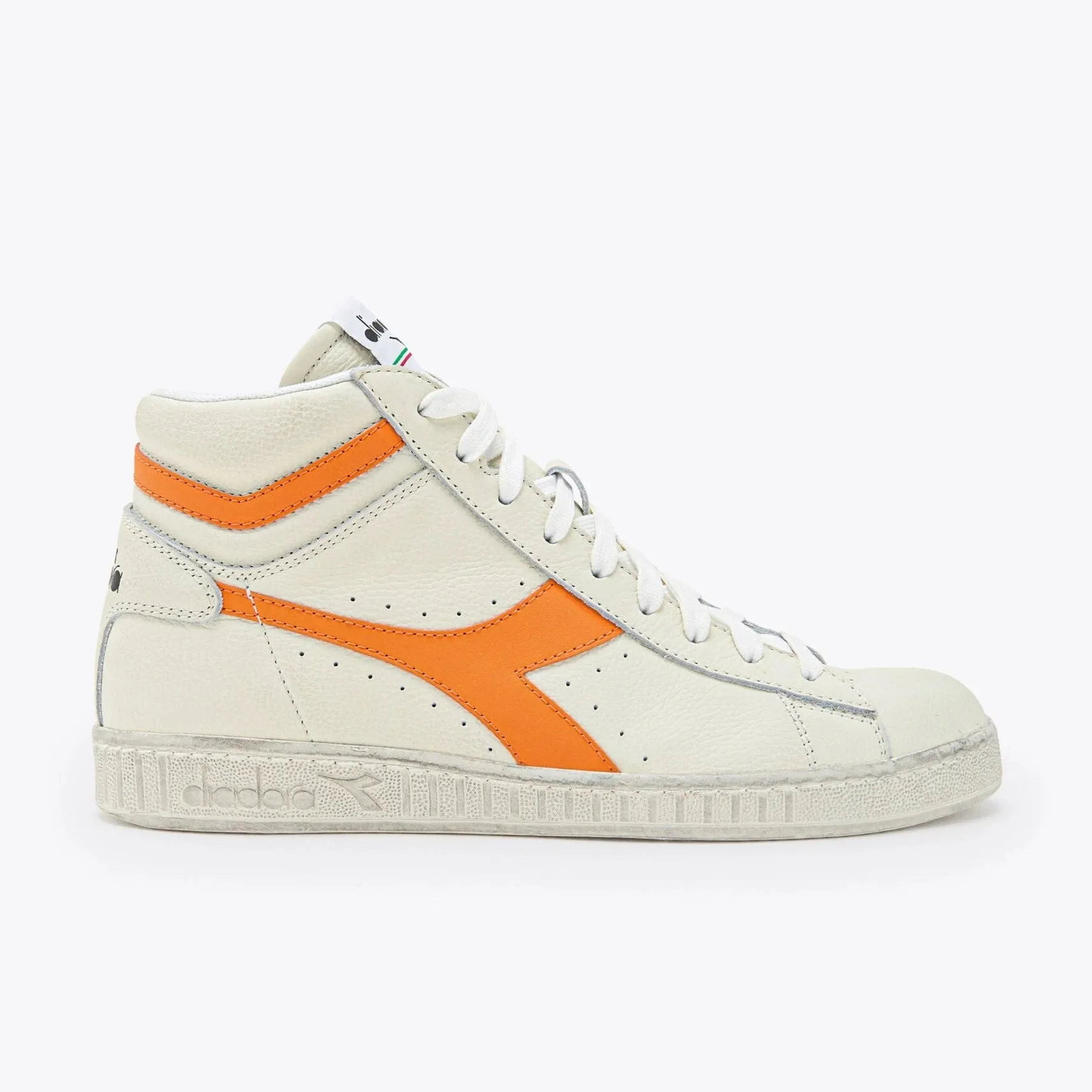 DIADORA | SNEAKERS UNISEX | GAME L HIGH FLUO WAX WHITE/ORANGE | NARANJA