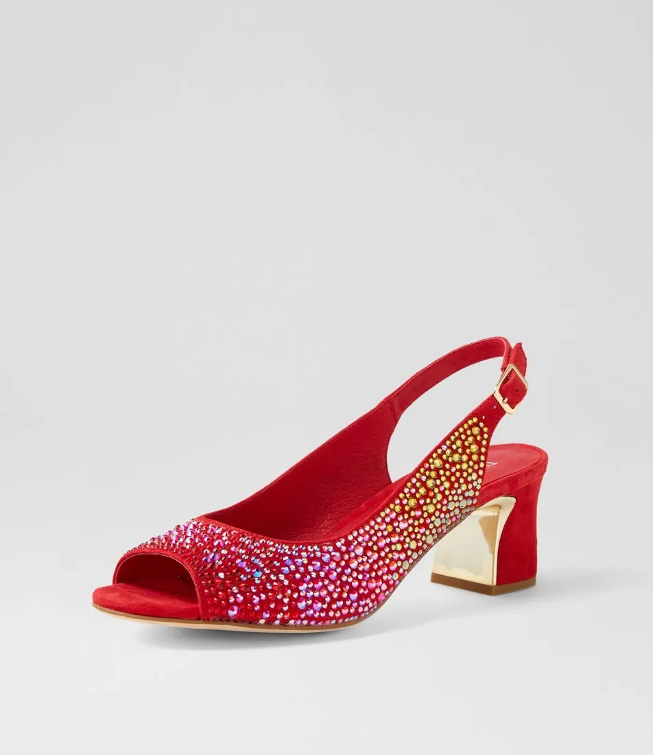 DJANGO & JULIETTE Jukes Multi Flame Leather Jewels Sandals