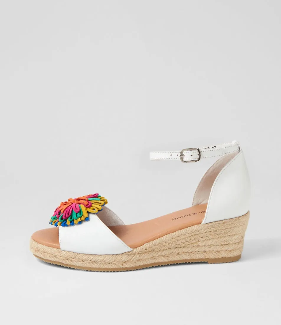 DJANGO & JULIETTE Savea Lrg White Bright Leather Suede Sandals