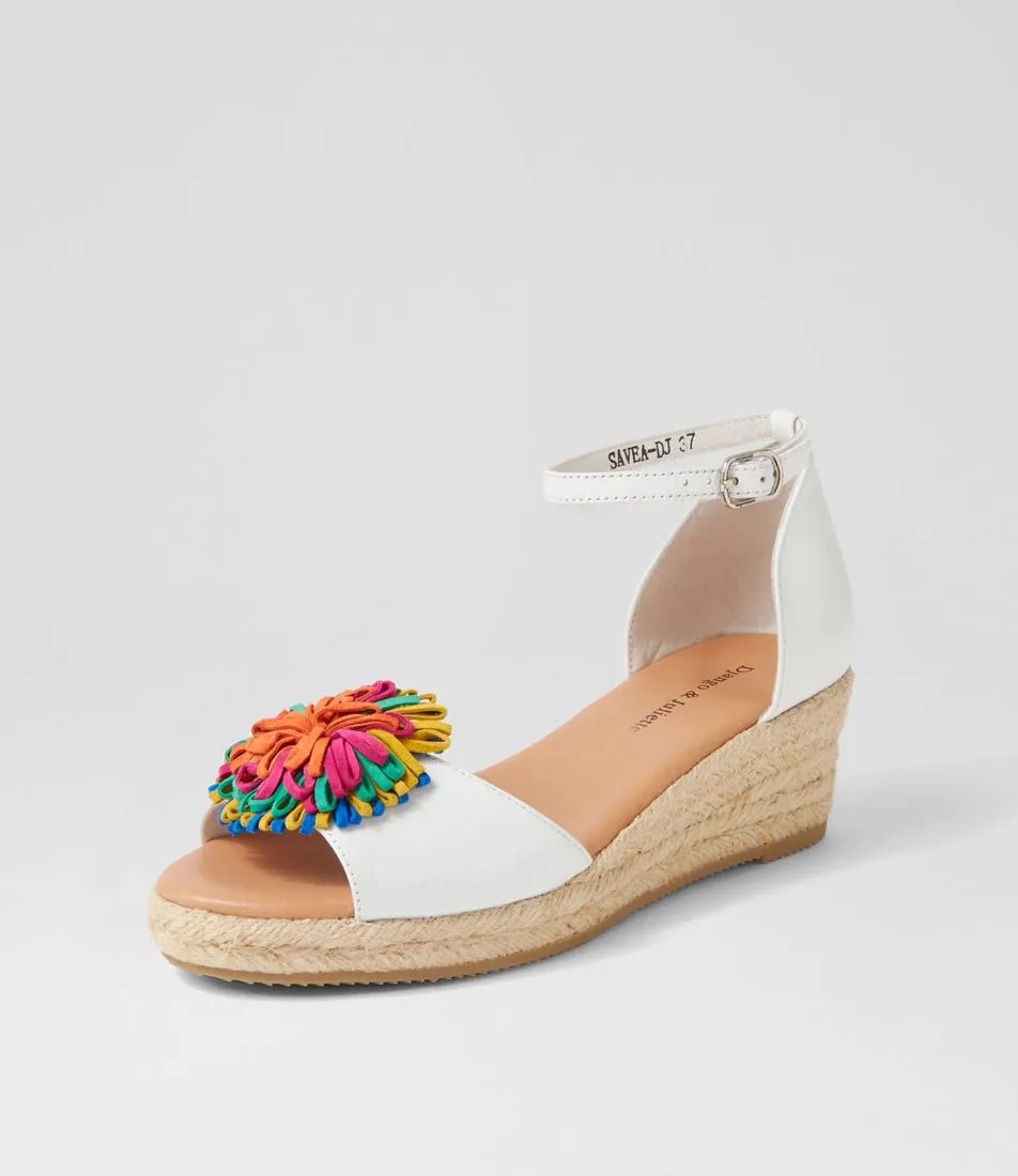 DJANGO & JULIETTE Savea Lrg White Bright Leather Suede Sandals