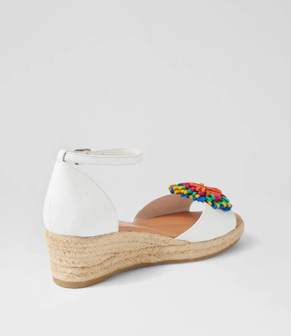 DJANGO & JULIETTE Savea Lrg White Bright Leather Suede Sandals