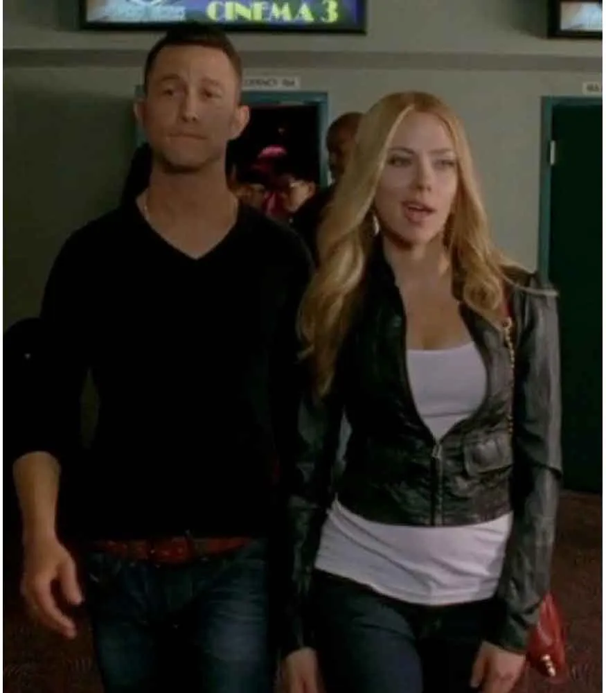 DON JON SCARLETT JOHANSSON (BARBARA) BLACK LEATHER JACKET