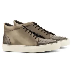 Emanuele Sempre High Top Ostrich Sneakers Grey