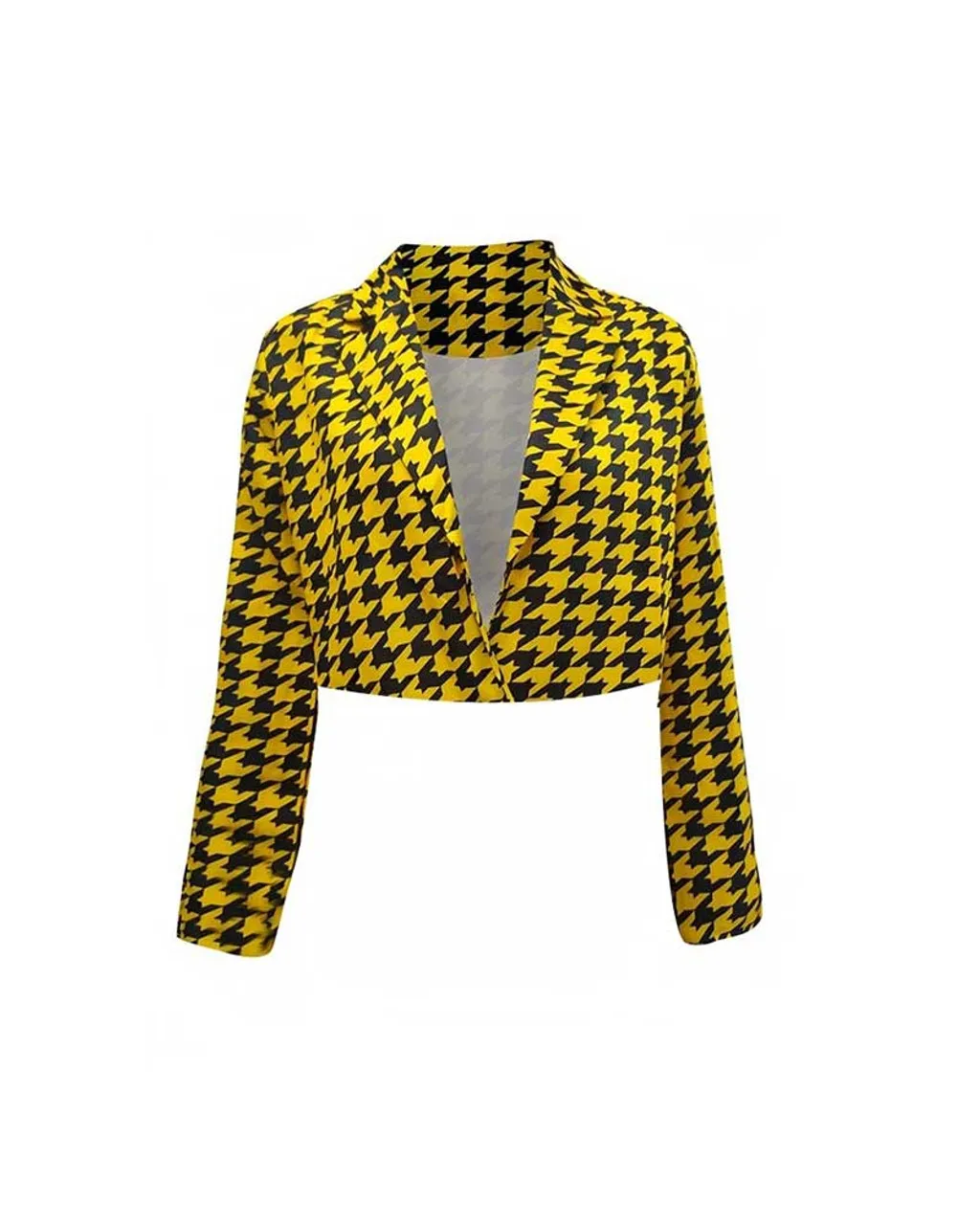 Emily In Paris S03 Lily Collins Printed Yellow Cropped Jacket