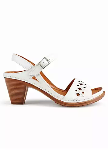 Exclusive White Leather Heeled Sandals by Riva | Look Again