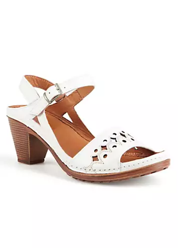 Exclusive White Leather Heeled Sandals by Riva | Look Again