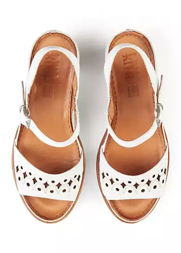 Exclusive White Leather Heeled Sandals by Riva | Look Again