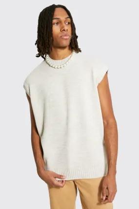 Extended Neck Oversized Knitted Vest | boohooMAN UK