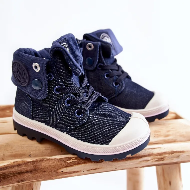 FB3 Children's High-top Sneakers, Navy Blue Tobby