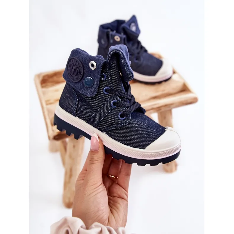 FB3 Children's High-top Sneakers, Navy Blue Tobby