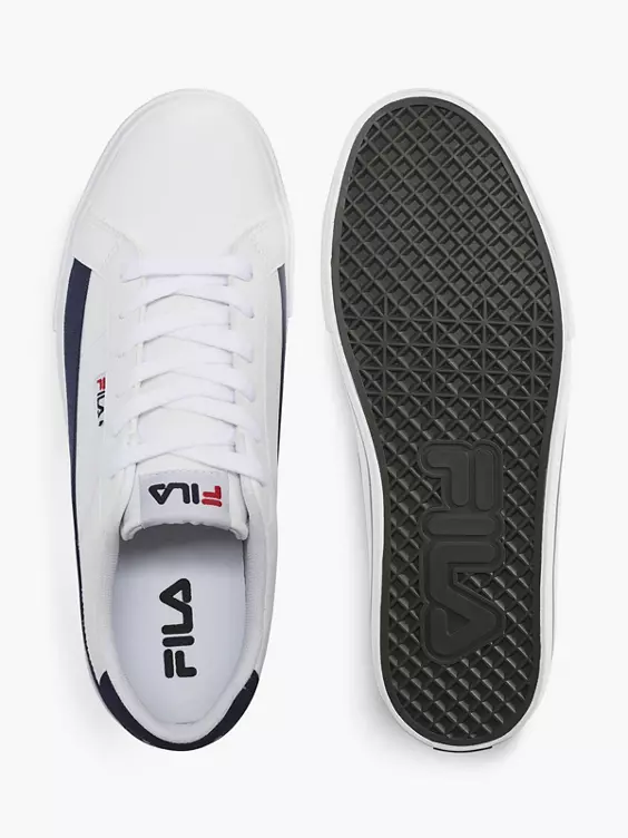 FILA  White/Navy Canvas Lace Up Trainers