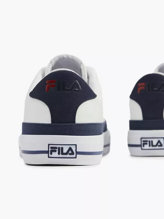 FILA  White/Navy Canvas Lace Up Trainers