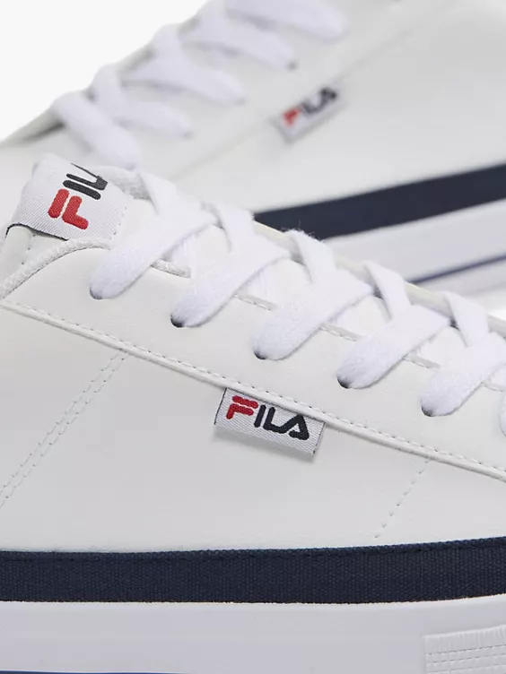 FILA  White/Navy Canvas Lace Up Trainers