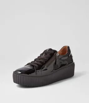 GABOR Carmelia Schwarz Patent Leather Sneakers