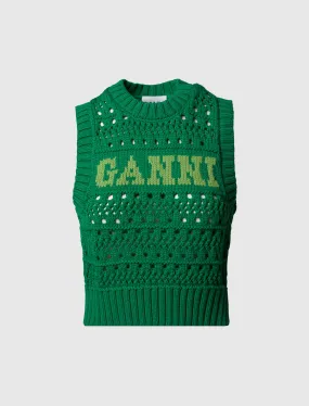 GANNI WOMEN'S ROPE SHORT VEST   GREEN