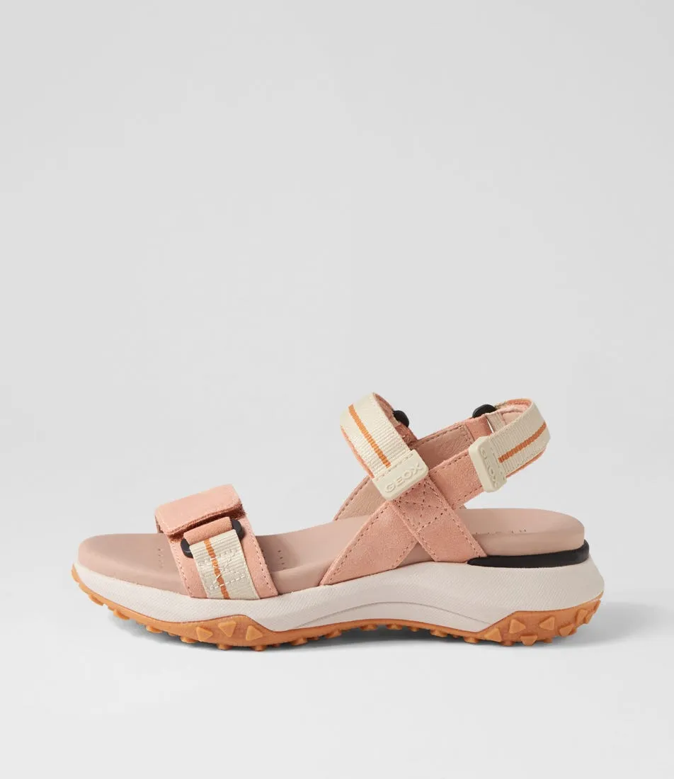 GEOX D Sorapis Grip B Peach Beige Suede Sandals