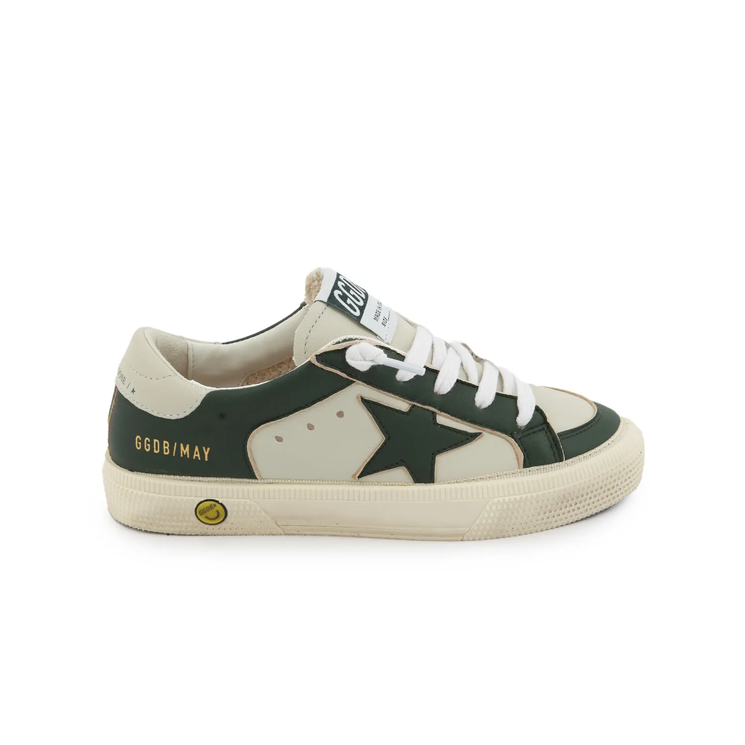 Golden Goose Green And White Unisex May Sneakers For Kids